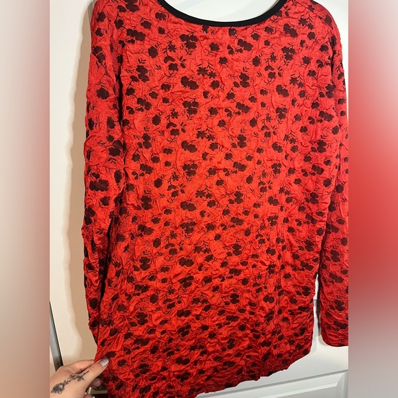 NWT Buccho Fallaci Plus Size Women’s Top Scrunch Rose Red/Black Long Sleeve 2XL - Picture 2 of 14